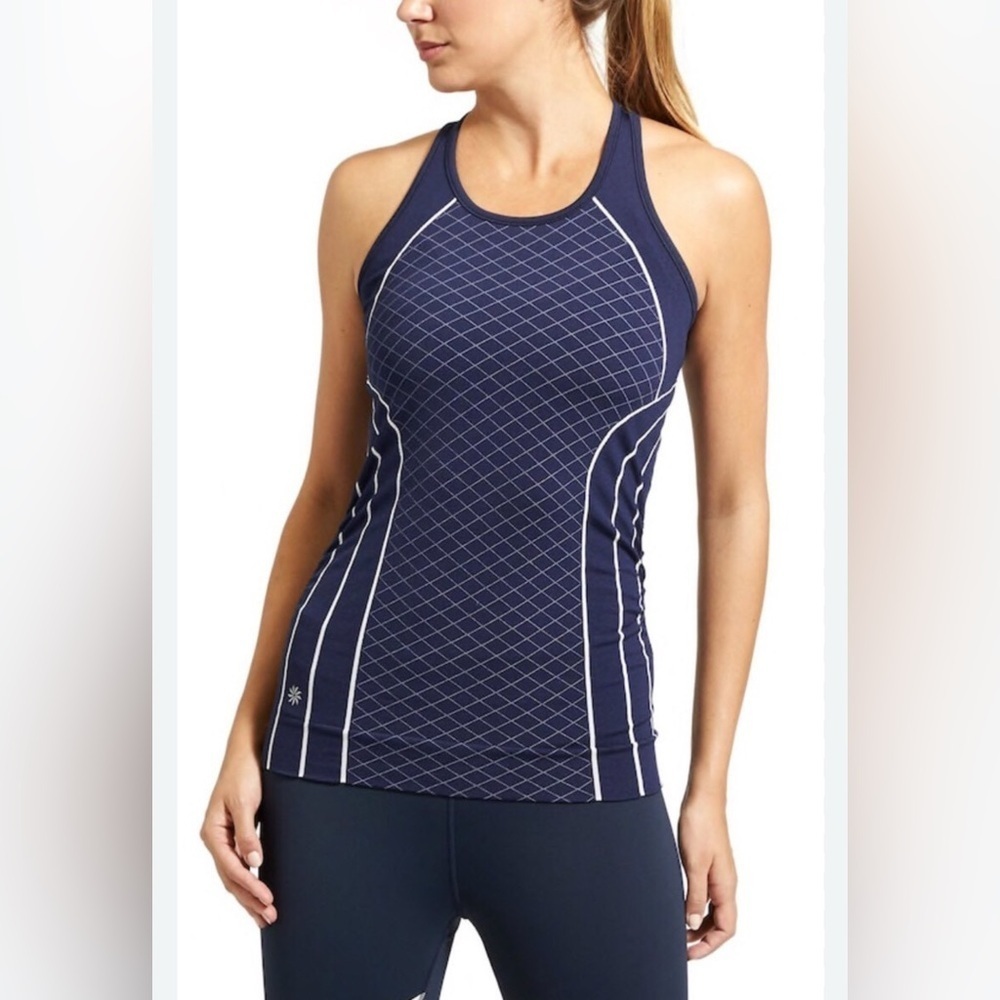 Athleta Navy Finish Fast Line Navy Blue Athletic Tank Top